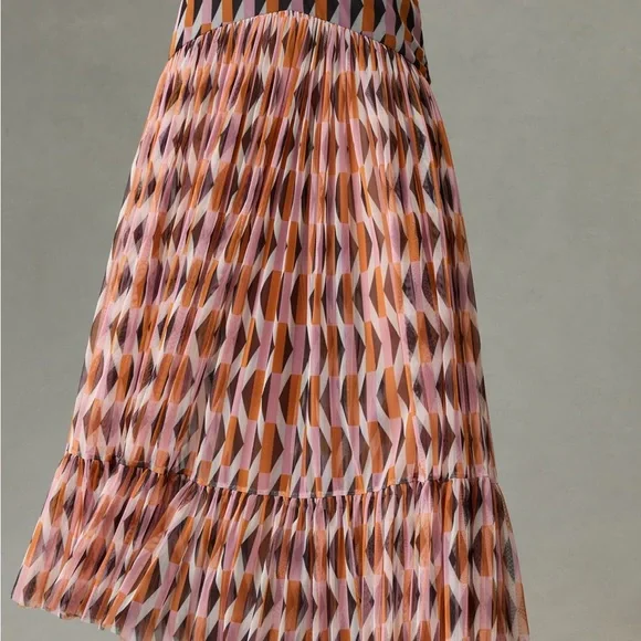 Elegant Geometric Maxi Skirt - Orange and Black - Picture 2 of 6